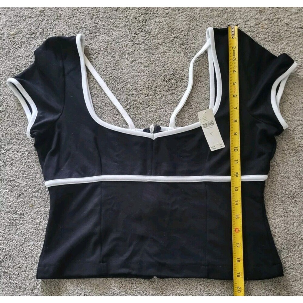 Maeve By Anthropologie Sweetheart Ponte Crop Top Black White Rockabilly  Size L - Picture 10 of 11